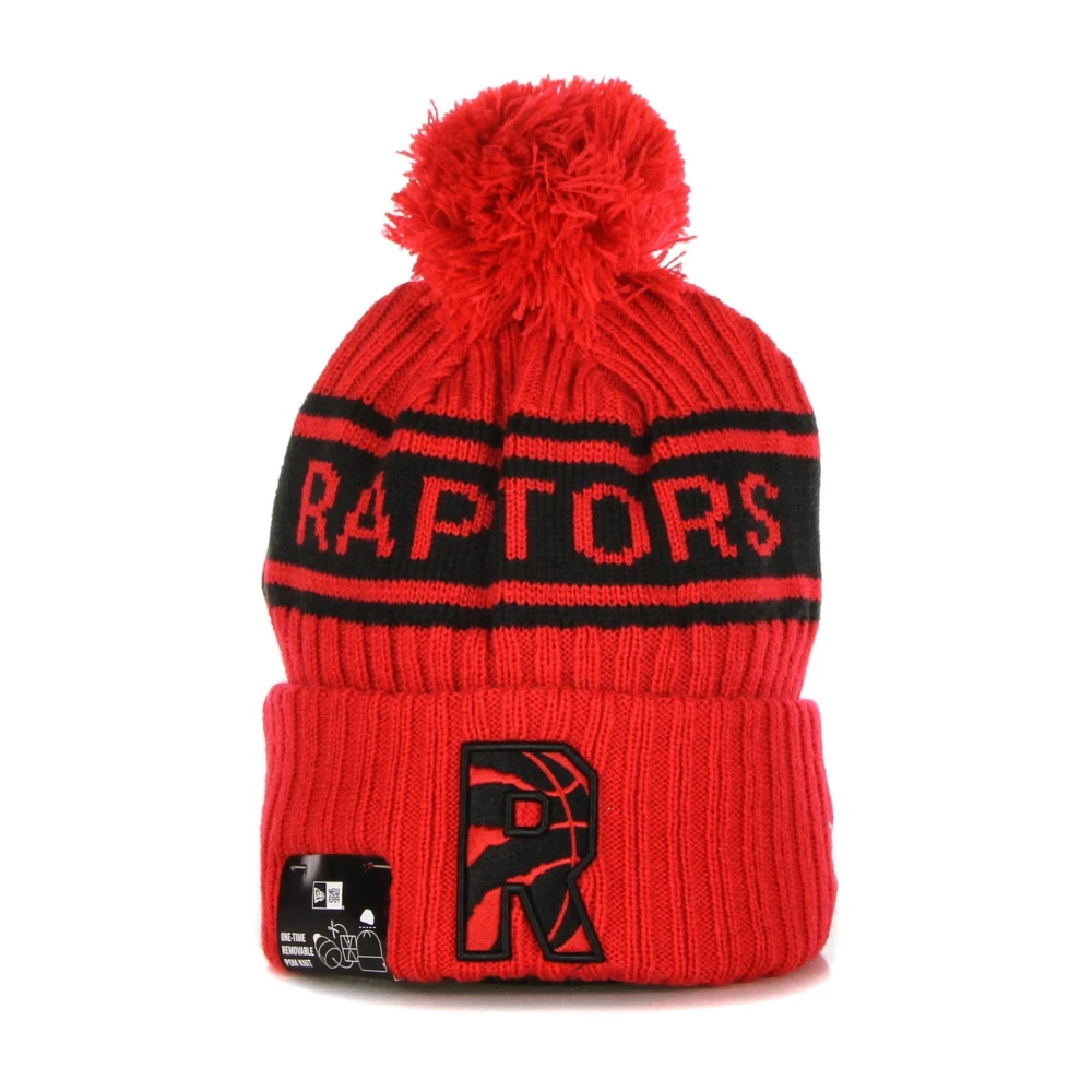 New Era Men's Red Nba Draft Pom Pom Beanie Raptors