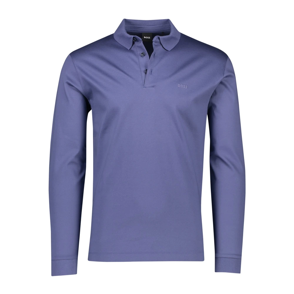 Hugo Boss Blauwe polo met lange mouwen Blue Heren