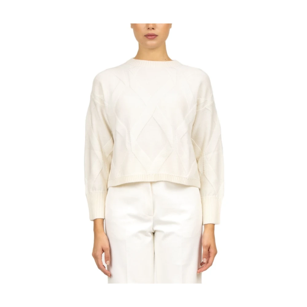 Liviana Conti Witte Wol Crop Trui White Dames