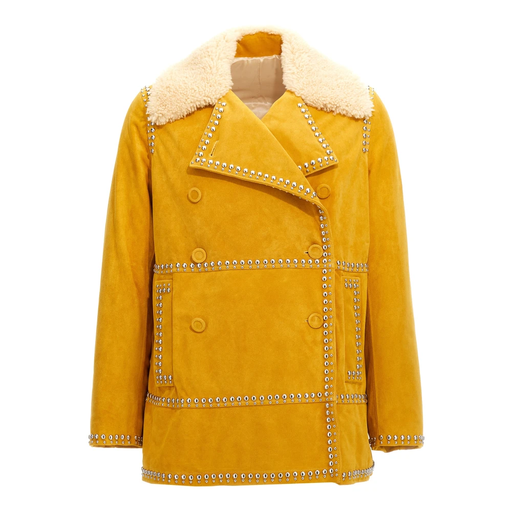 Wales Bonner Yellow Double-Breasted Coats, Female, Xs, Time Jacket