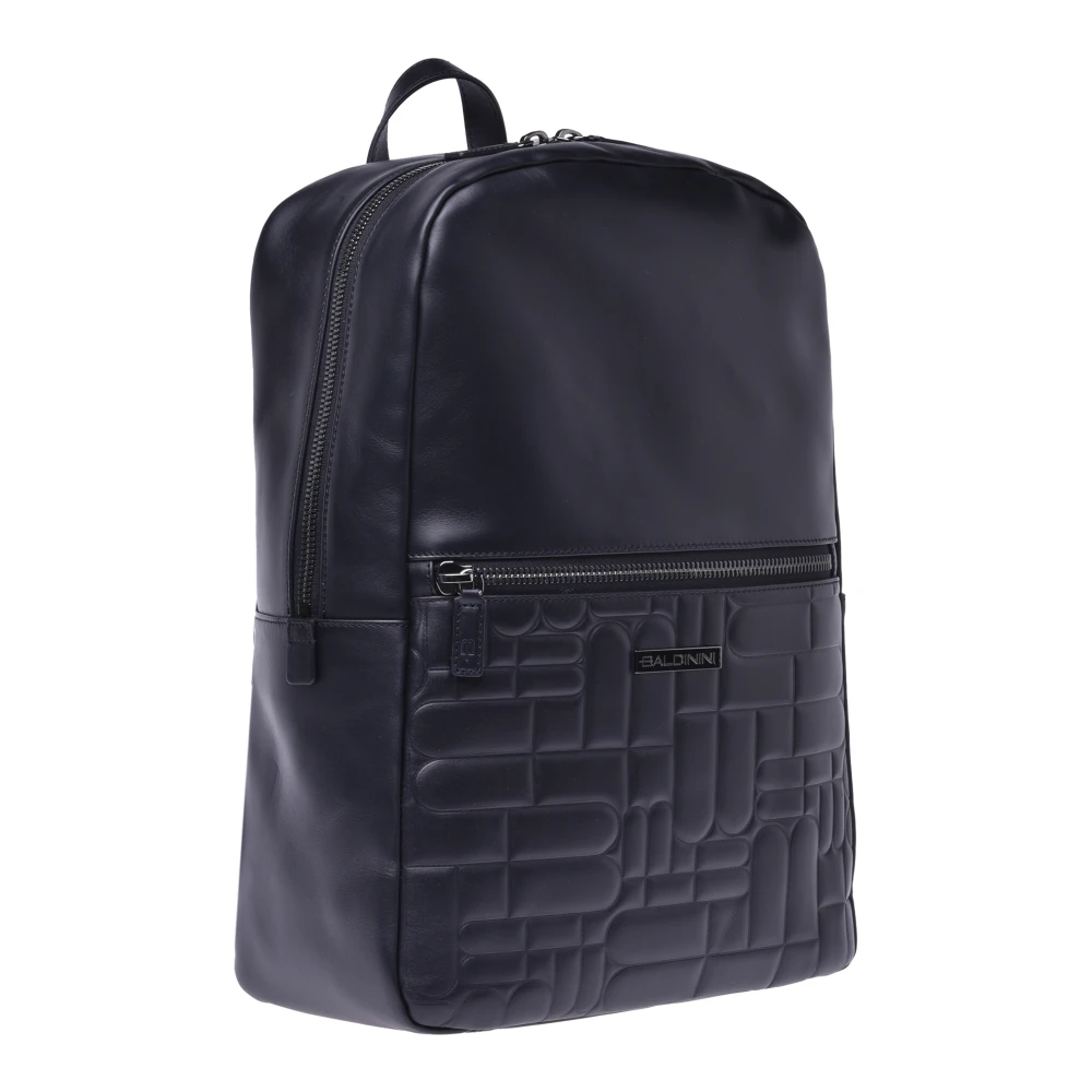 Baldinini Backpack in black quilted leather with monogram Black Heren