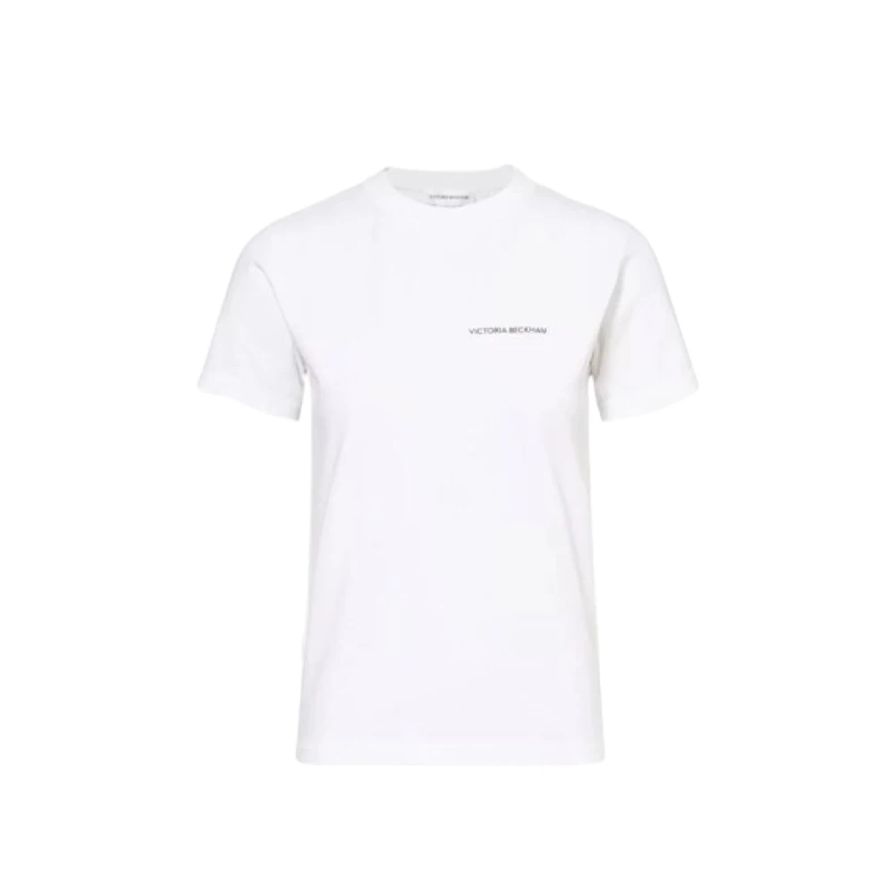 Victoria Beckham Logo Tee Ronde Hals Slim Fit White Dames