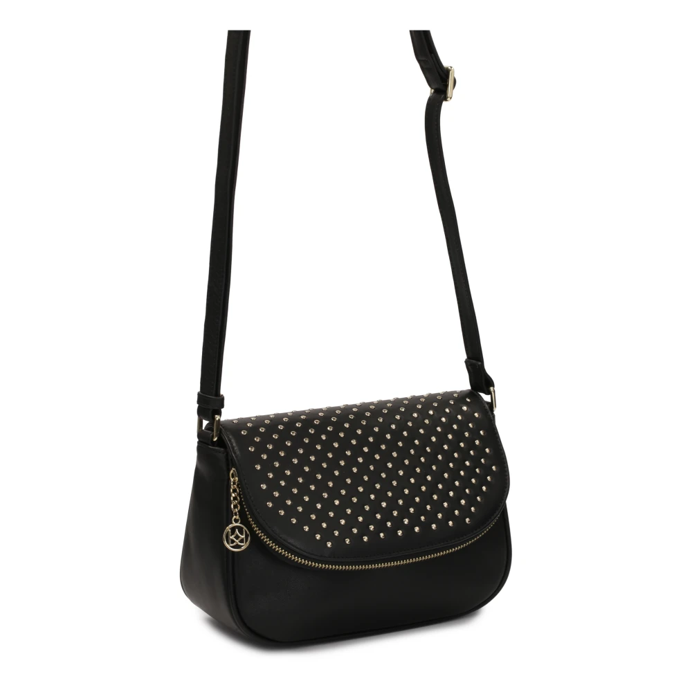 Kazar Leren schoudertas met decoratieve klep Black Dames