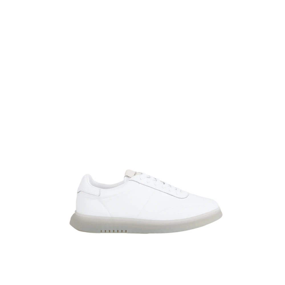 Emporio Armani Herr Vit Skor 42 Eu, Läder, Sneaker Skor