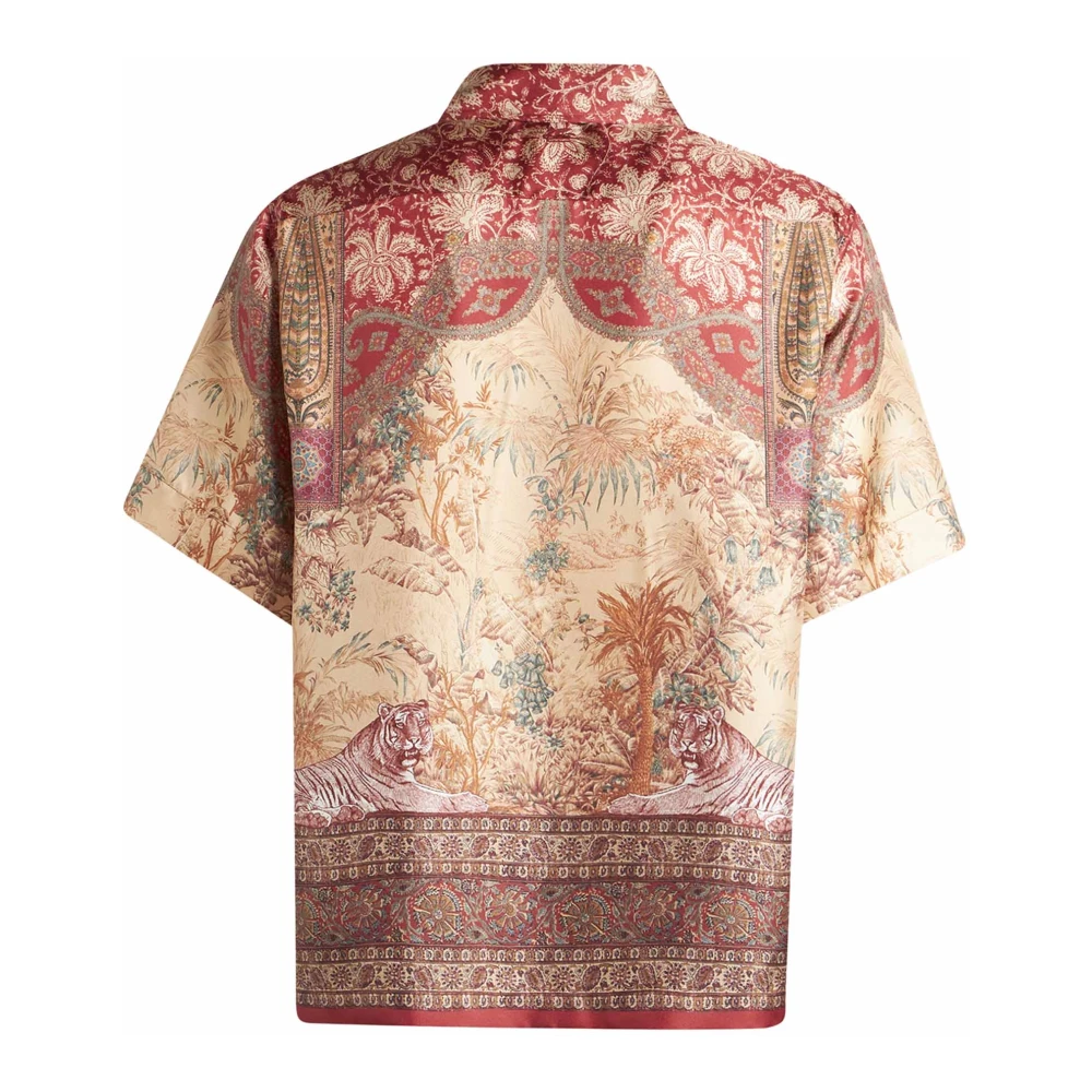ETRO Roze Geometrische Print Zijden Overhemd Multicolor Heren