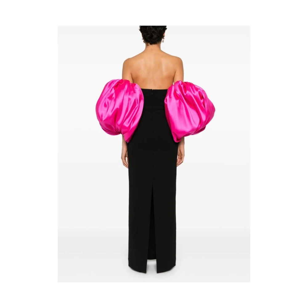Solace London Zwart Fuchsia Roze Strapless Jurk Black Dames