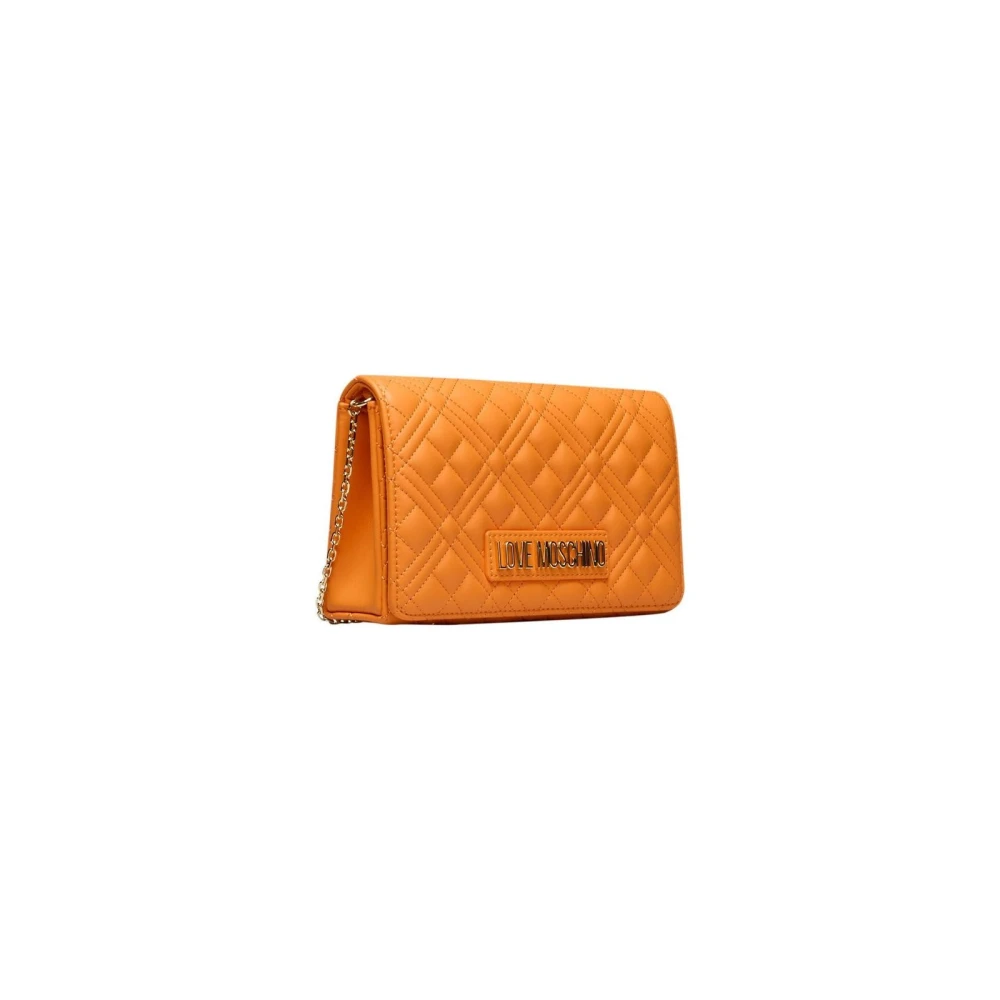 Love Moschino Crossbody Chain Tas met Logo Voorkant Orange Dames