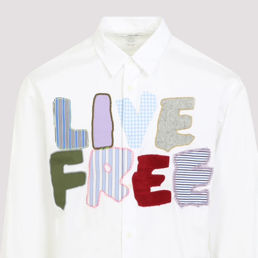 Comme des Garçons Wit Overhemd met Unieke Borduursels White Heren