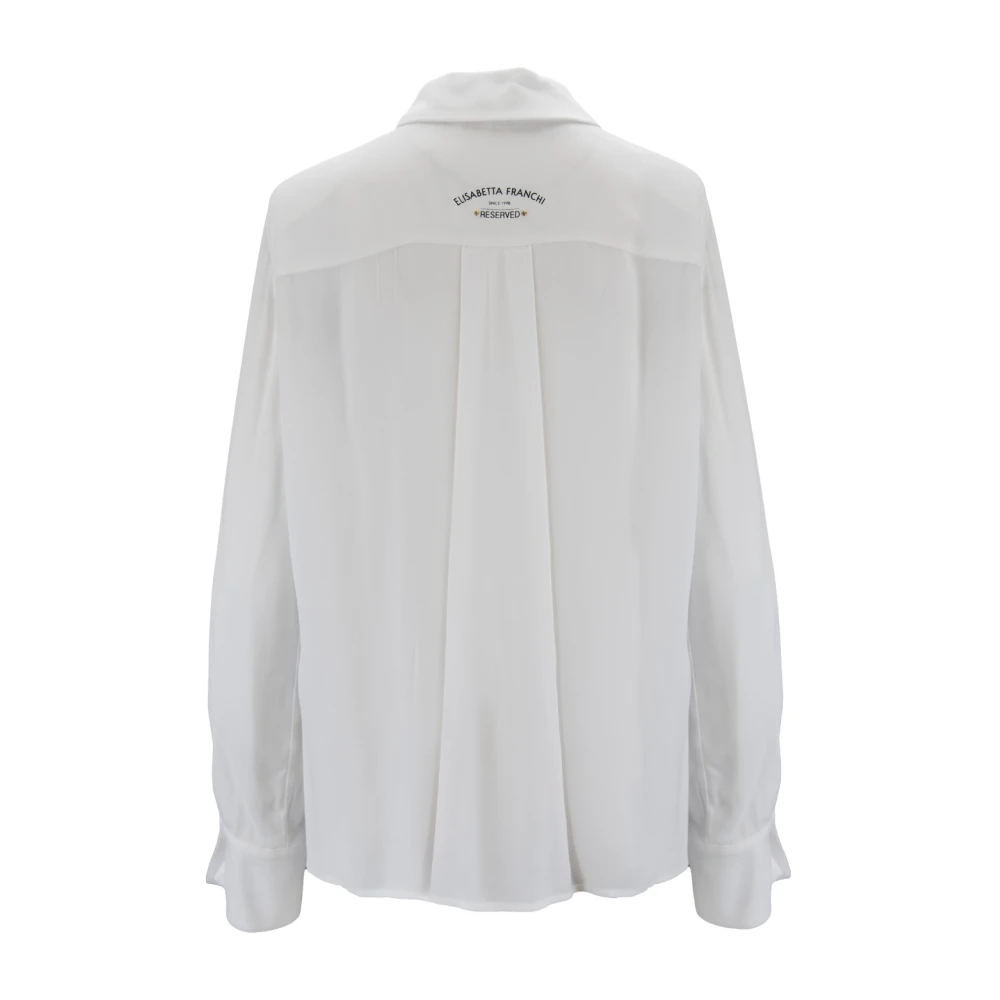 Elisabetta Franchi Geknoopte Damesoverhemd met Metalen Details White Dames