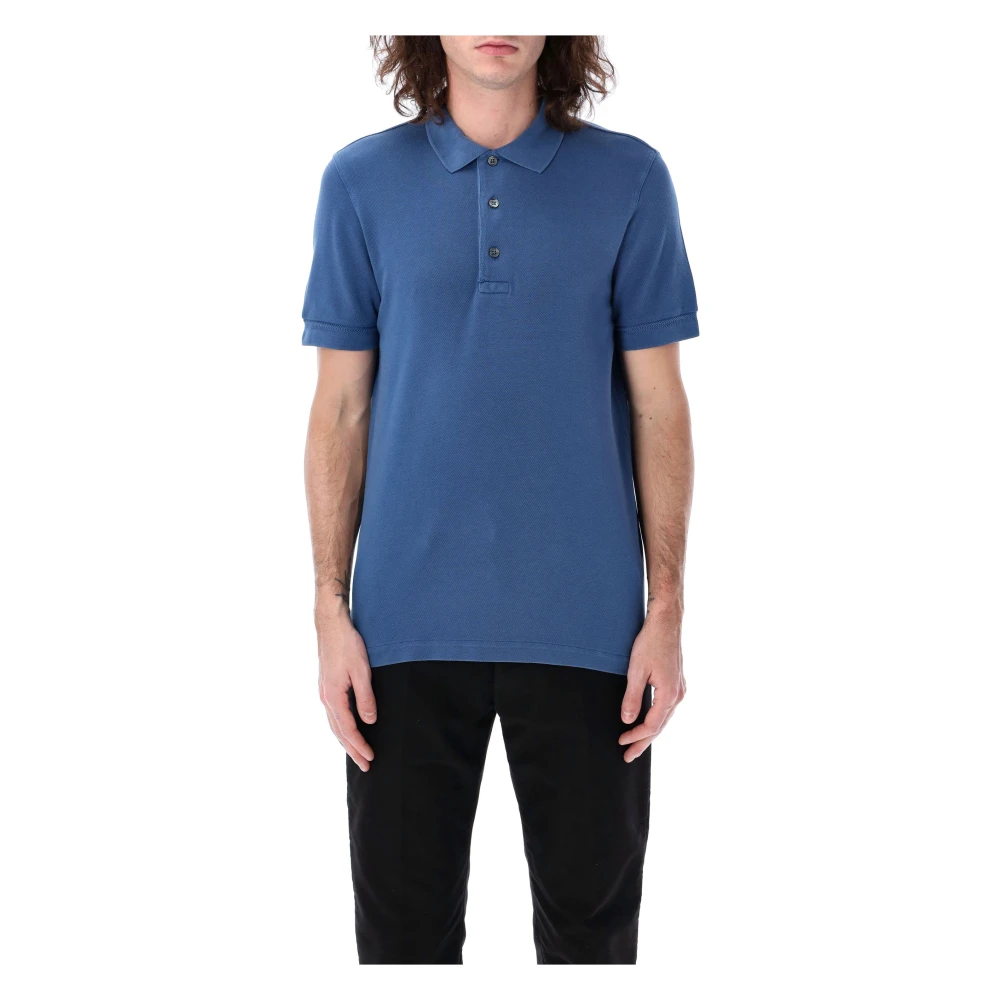 Tom Ford Piqué Polo Shirt Blue Heren