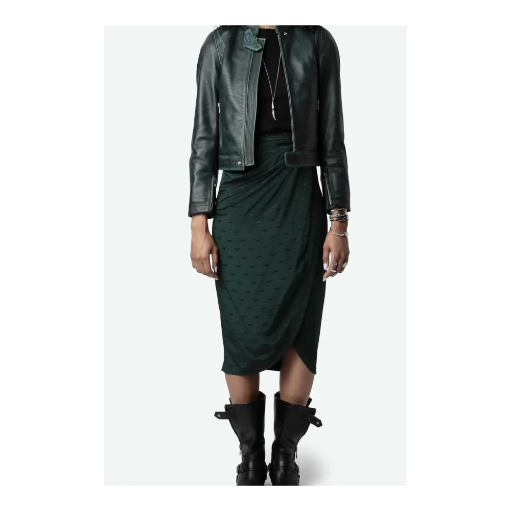 Zadig & Voltaire Zijden Jacquard Wings Lange Rok Green Dames