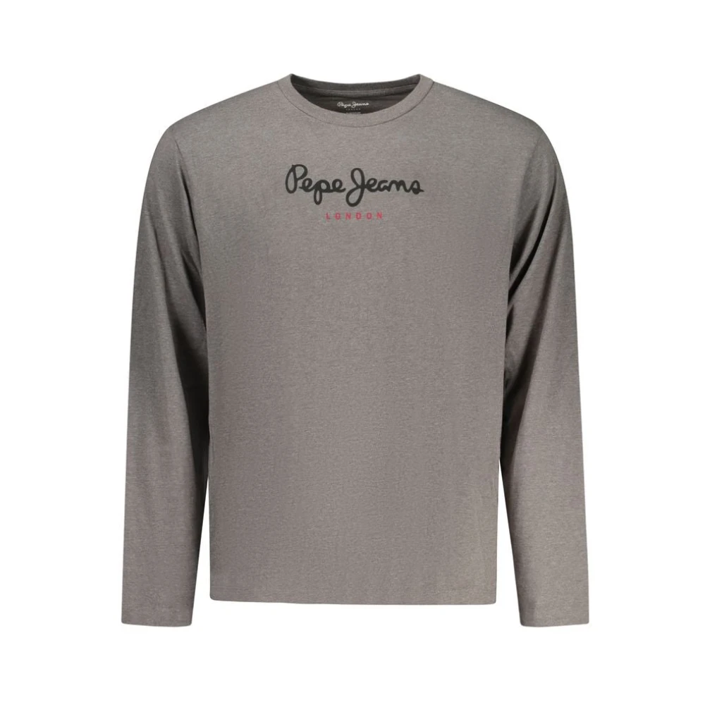 Pepe Jeans Men's Gray Long Sleeve T-Shirts, 2XL, Grigio Cotton T-Shirt