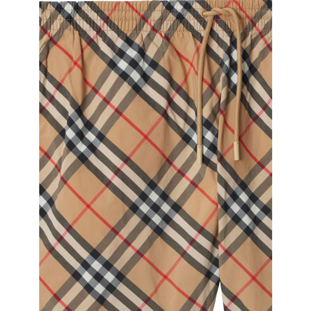 Burberry Geruit Patroon Zwemkleding met Elastische Taille Beige Heren