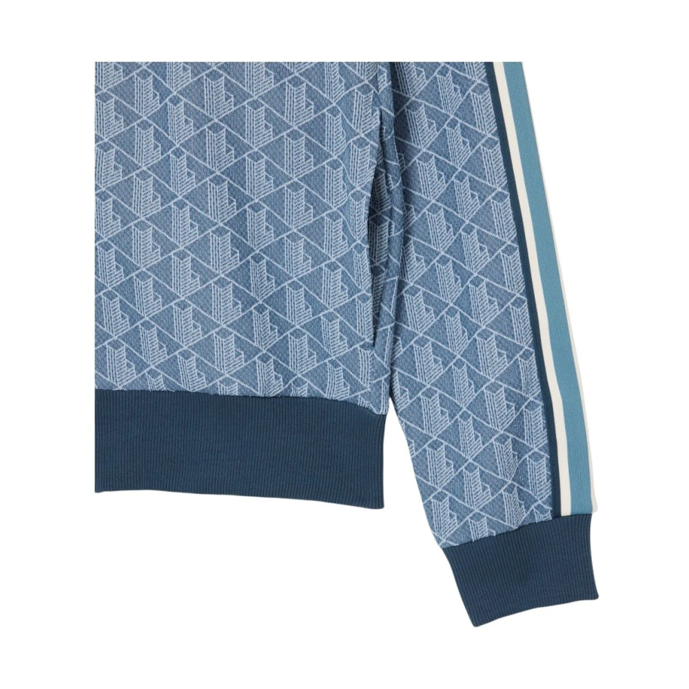 Lacoste Blauwe Jacquard Track Jacket Paris Stijl Blue Heren