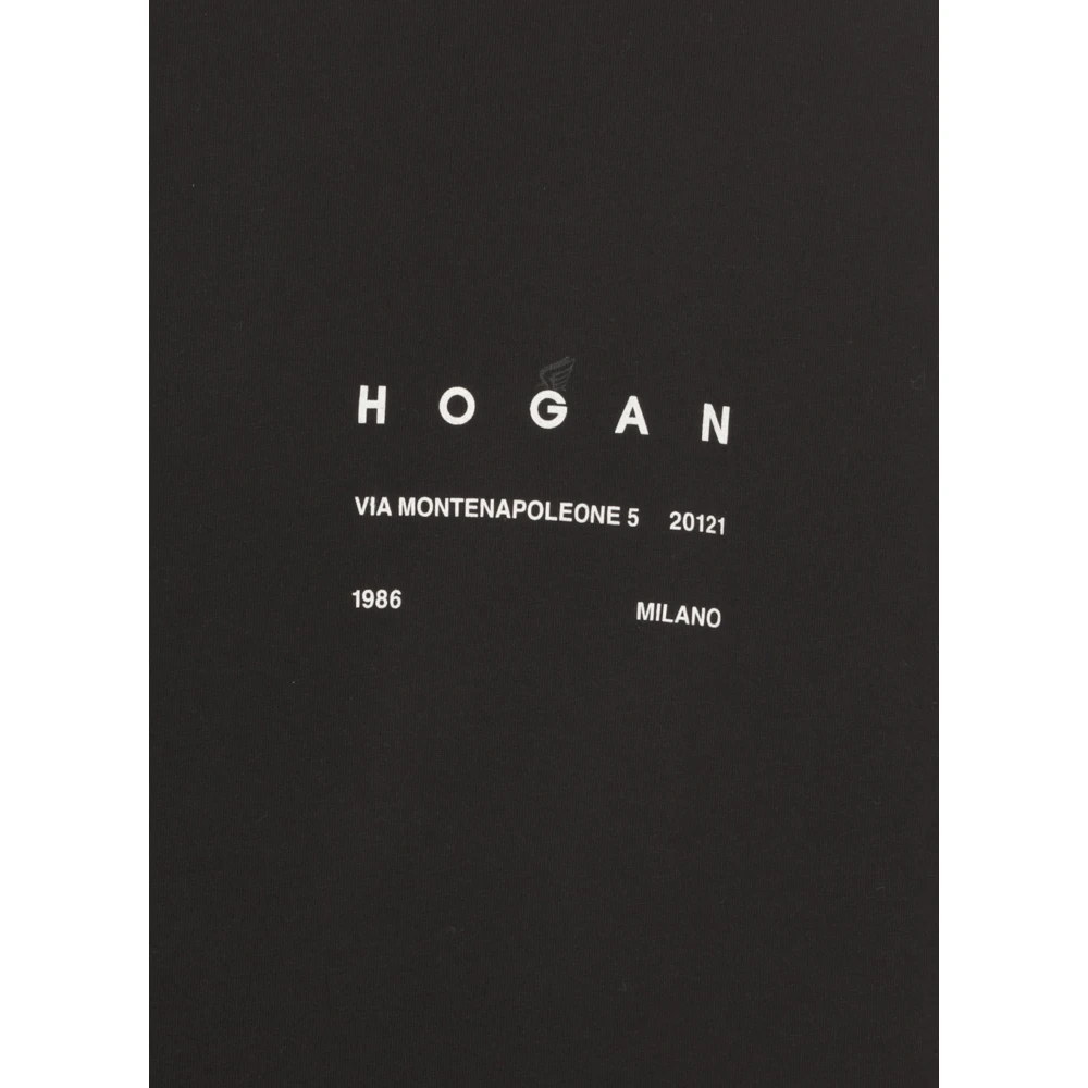 Hogan Zwart Katoenen T-shirt met Logo Print Black Heren