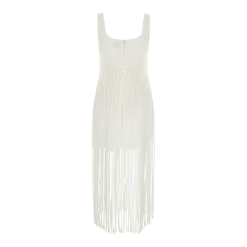 Simkhai Witte Midi Jurk met Franje Zoom White Dames