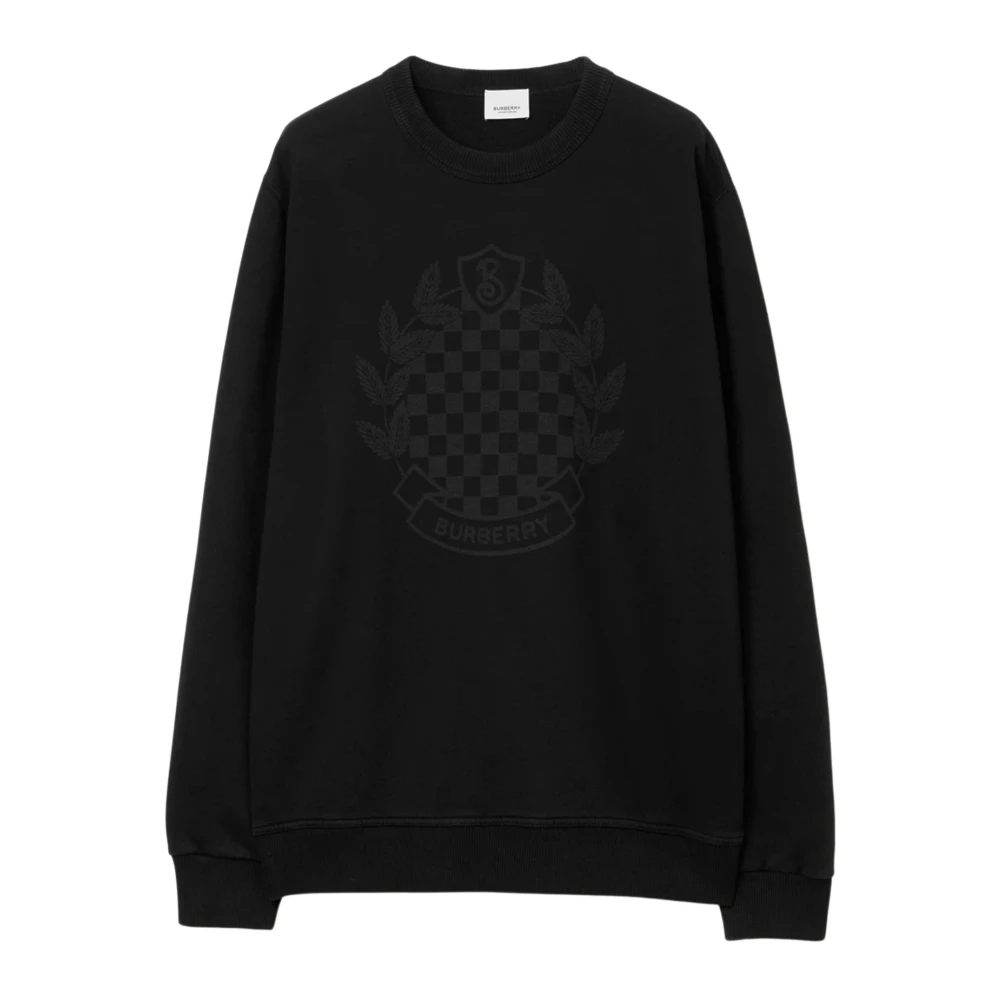 Burberry Geruit Katoenen Sweatshirt met Wapenschild Black Heren