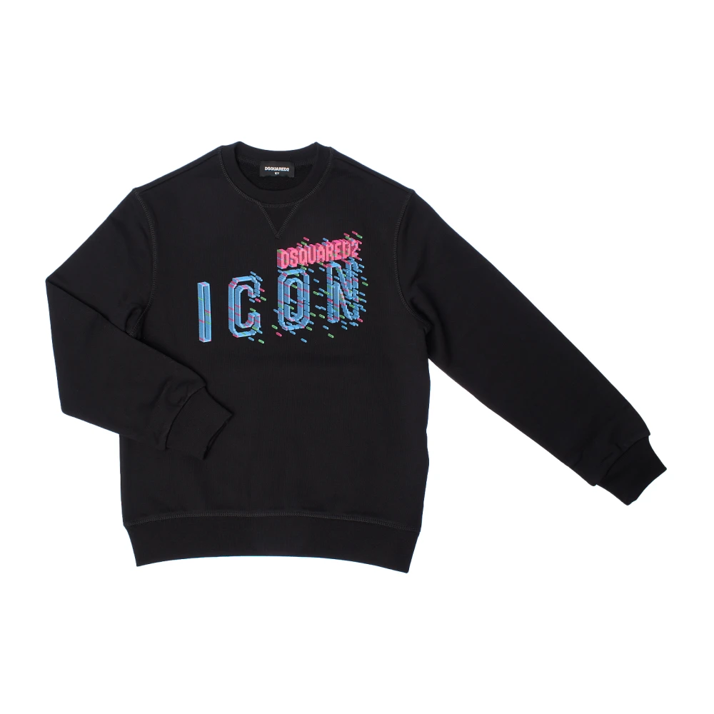 Dsquared2 Girls Black Kids Sweatshirts, 4 Y, Round Neck Sweatshirt With Icon Print