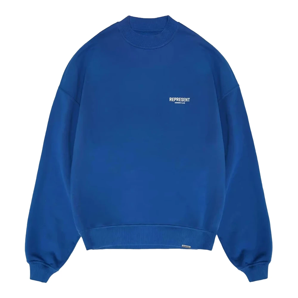 Represent Kobaltblauwe Sweatshirt Logo Print Crew Neck Blue