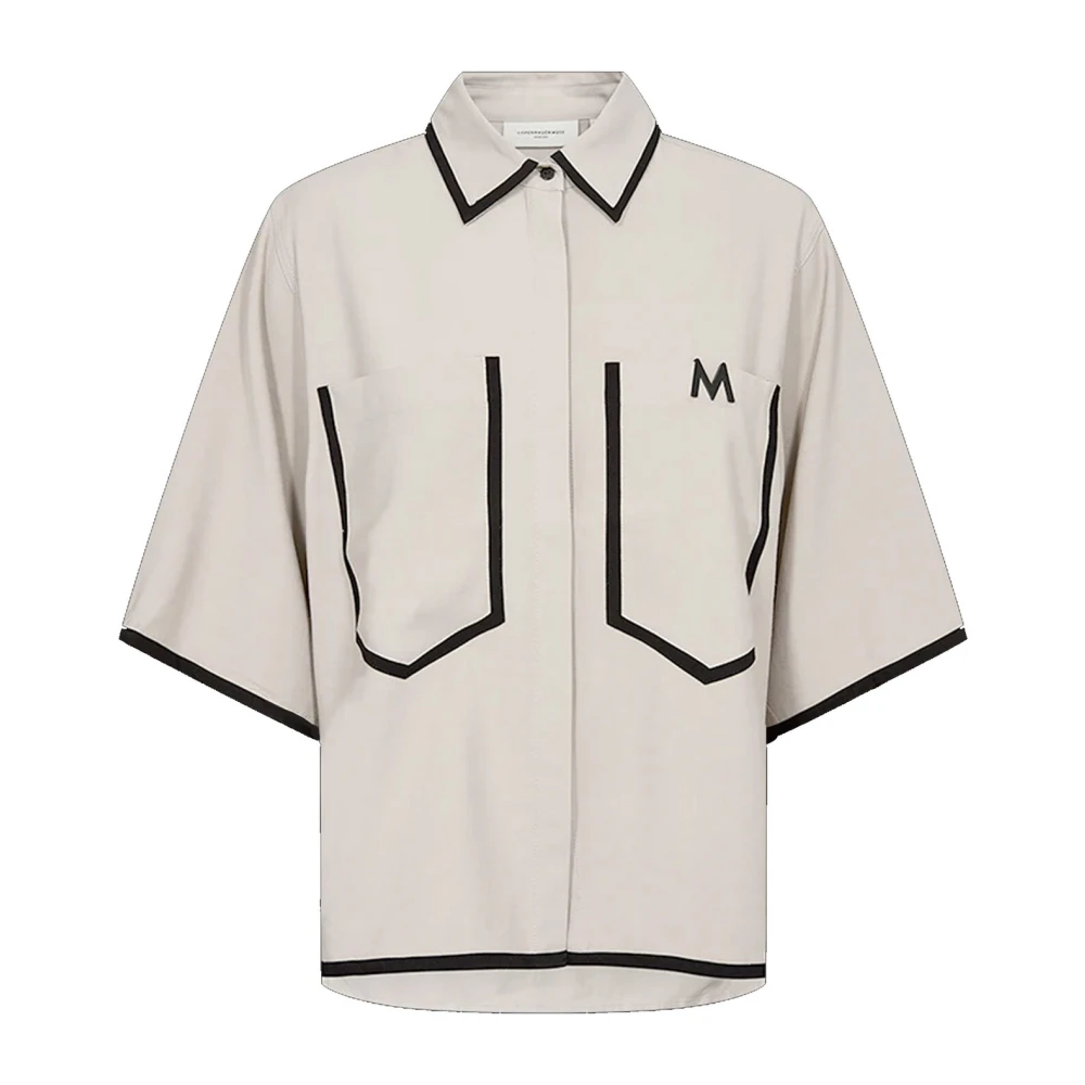Copenhagen Muse Monochrome Contrast Shirt met Logodetail Beige Dames