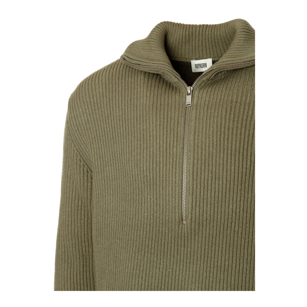 drykorn Chunky Gebreide Half-Zip Trui Green Heren