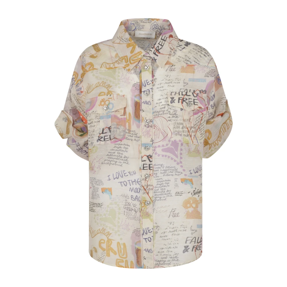 Zimmermann Gerolde Mouw Crush Shirt Multicolor Dames