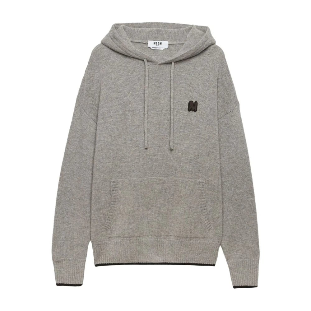 Msgm Grijze Logo Patch Hoodie Gray Heren