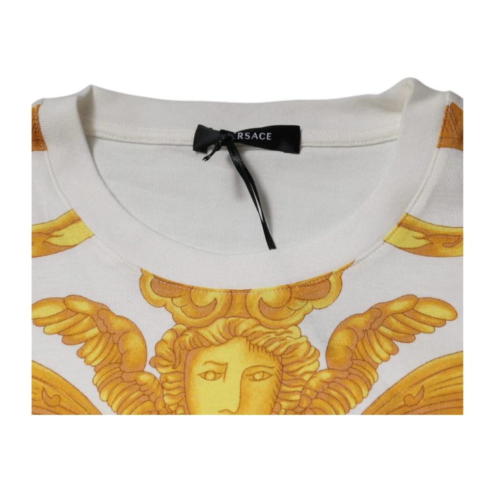 Versace Medusa Print Cotton Crew Neck T-shirt White Heren