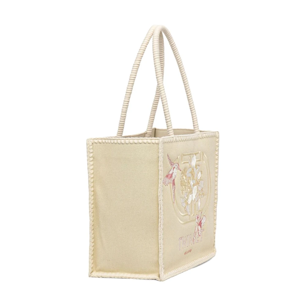 Twinset Beige Geborduurde Tassen met Magneetsluiting Beige Dames