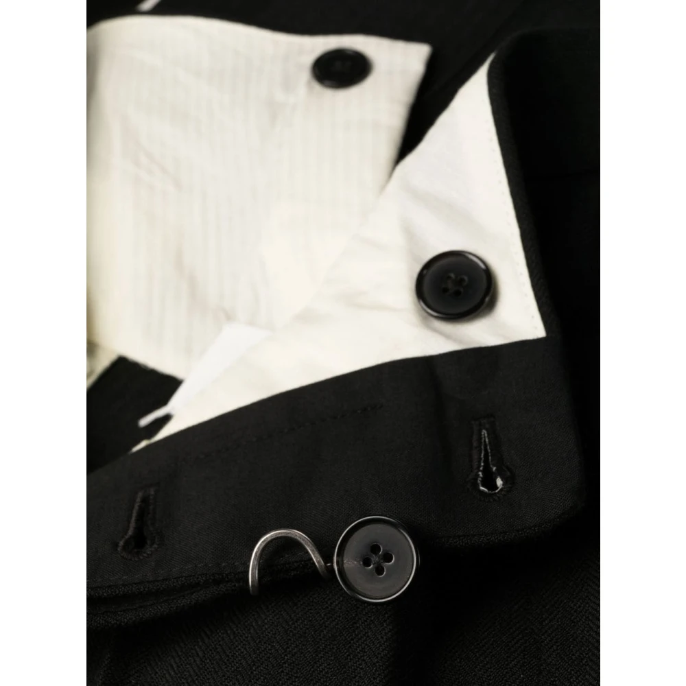 Maison Margiela Zwarte Geplooide Wollen Broek Black Dames
