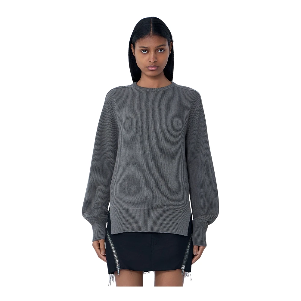 Rick Owens Women's Gray Ribbed Knit Sweater