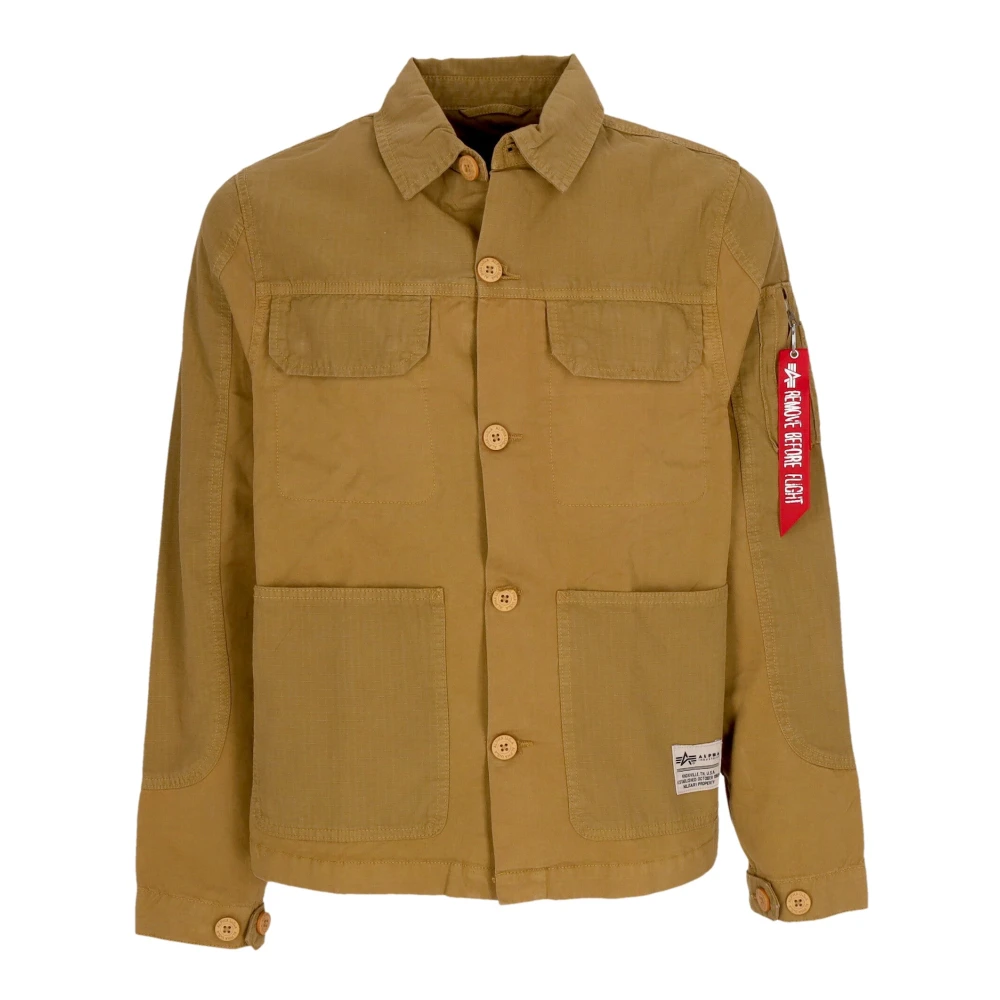 alpha industries Kleur Blok Overshirt Jas Khaki Beige Heren