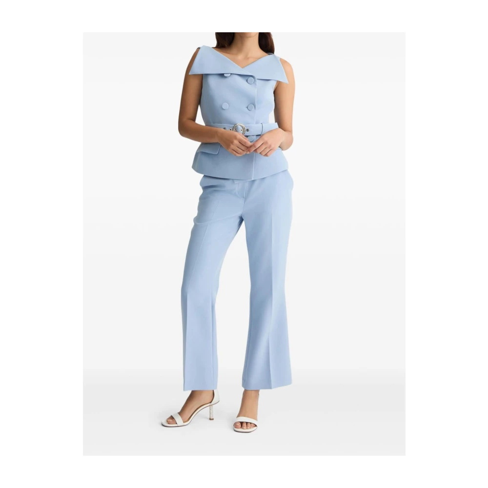 Liu Jo Blauwe Double-Breasted Jas met Riem Blue Dames