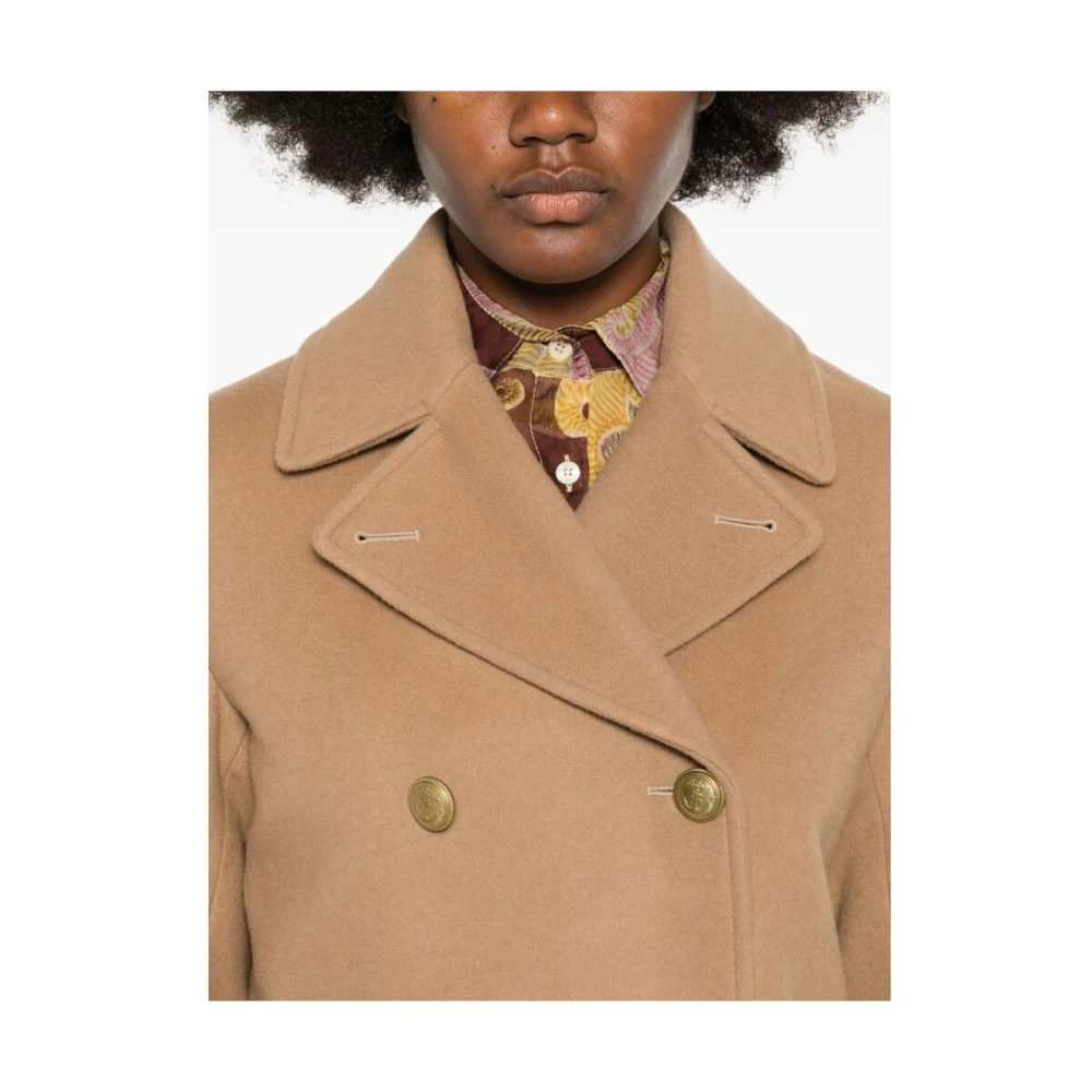 Sealup Wol-Kasjmier Blend Double-Breasted Jas Brown Dames