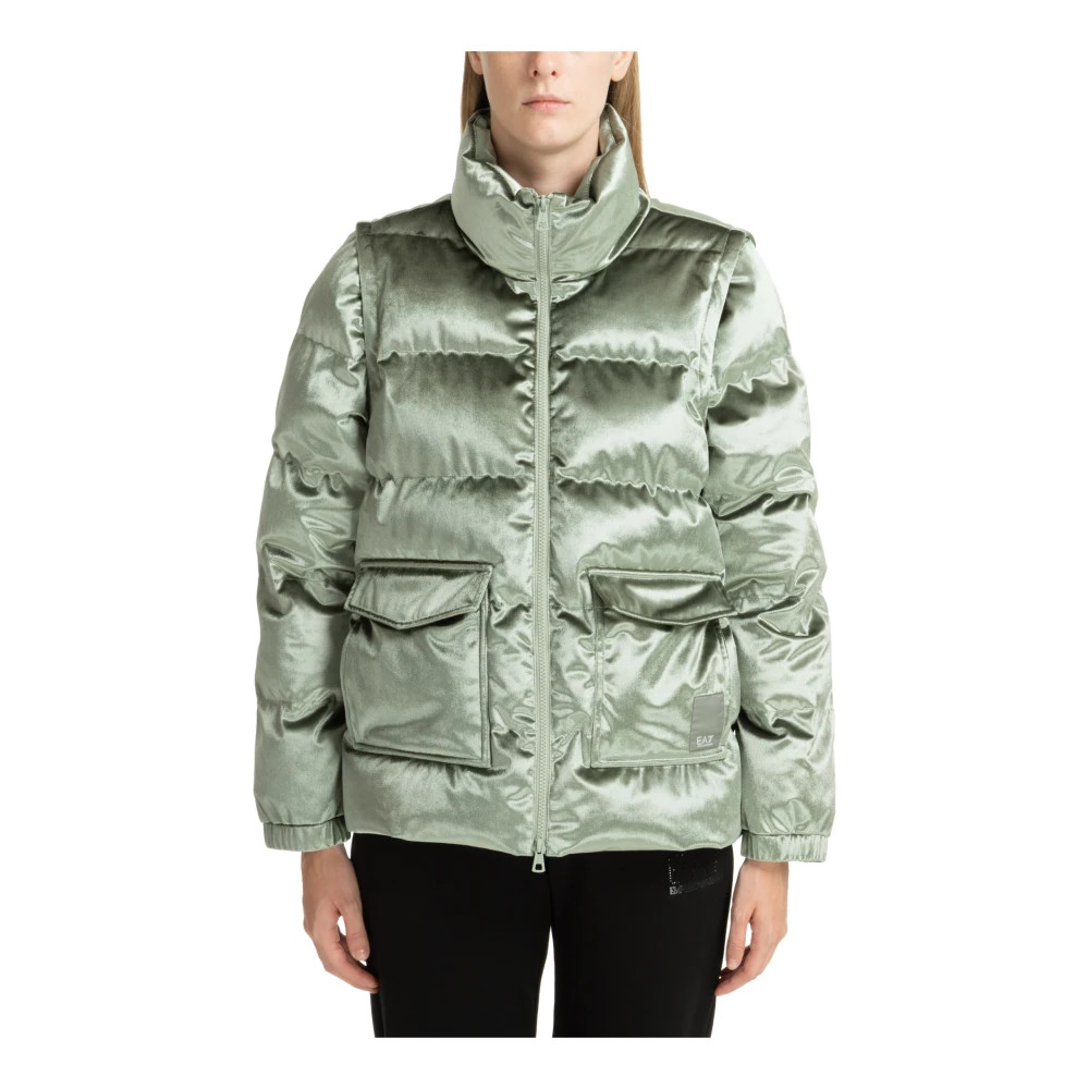 Emporio Armani EA7 Jas met ritssluiting en zakken Green Dames