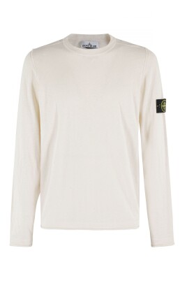 ivory-crewneck-sweater-in-cotton-and-nylon