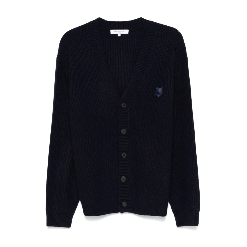 Maison Kitsuné Blauwe Trui met Vos Motief Blue Heren
