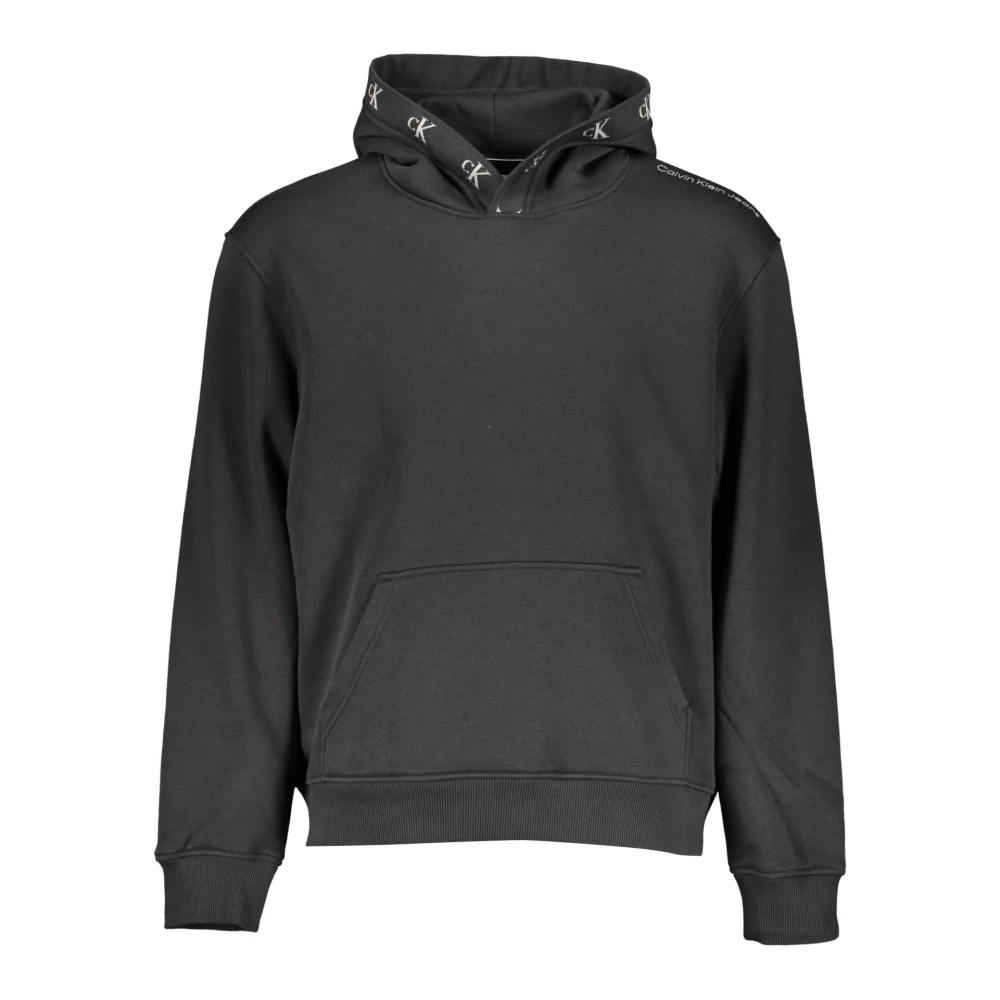 Calvin Klein Men's Black Hoodies,, Hooded Sweatshirt Long Sleeve Contrast Medium