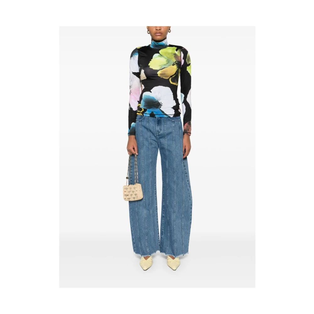 Stine Goya Zwarte Bloemenprint Trui Lange Mouwen Multicolor Dames