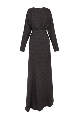 Prickig Jacquard Lång Klänning