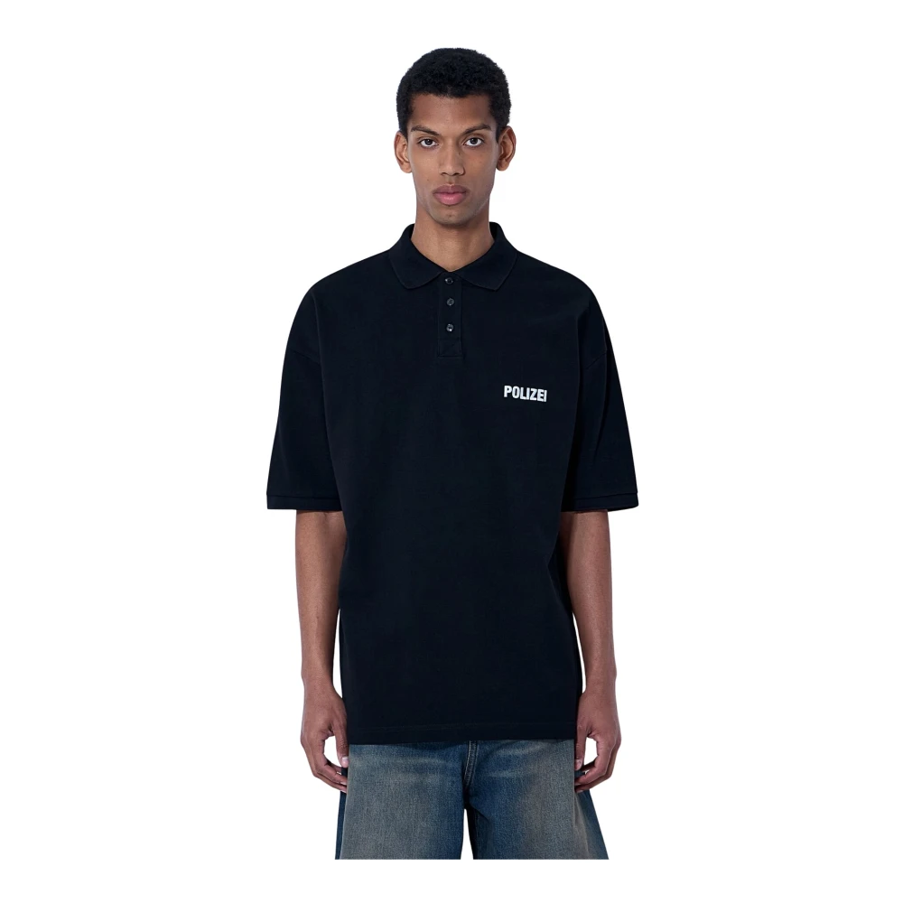Vetements Black Embroidered Polo Shirt - Male - Polo Shirts - S - Tops