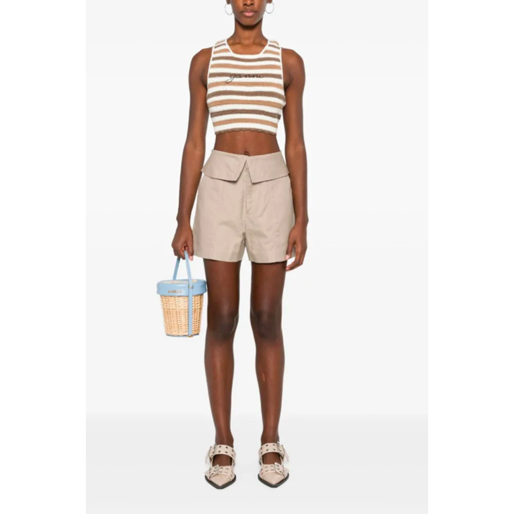 Ganni Bruine Geborduurde Crop Top Brown Dames