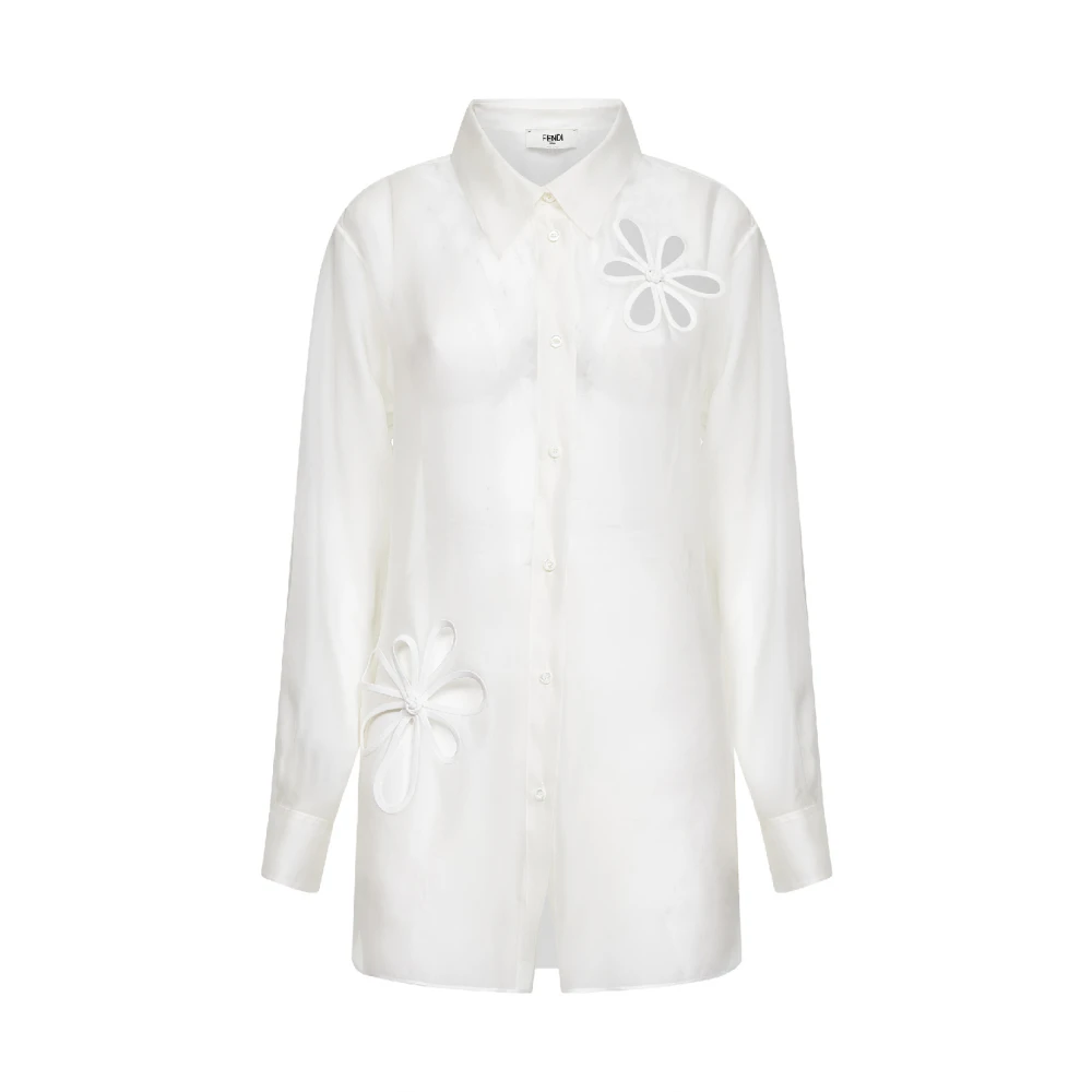 Fendi Mujer Blanco - Camisa De Organza De Seda - Blouses & Shirts - S