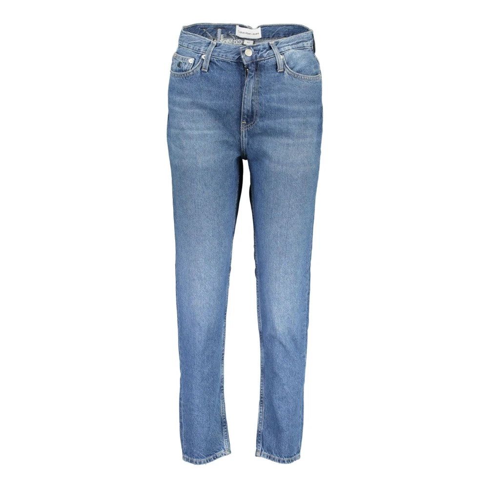 Calvin Klein Women's Blue High-Waisted Washed-Out Cotton Jeans - Slim Fit Jeans - W28- Jeans