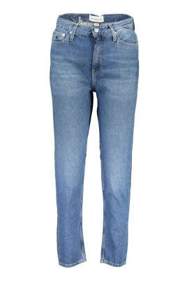 Högmidjade tvättade bomullsjeans