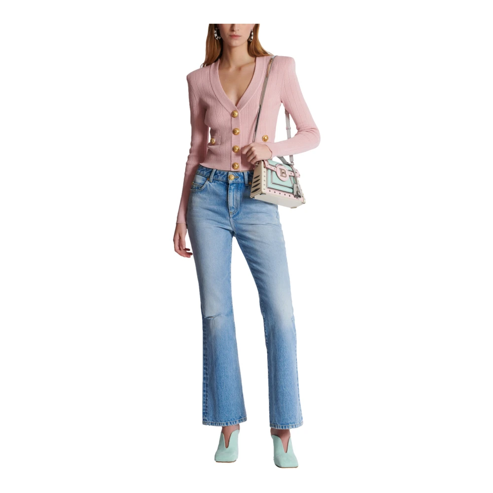 Balmain Geknipte gebreide vest Pink Dames