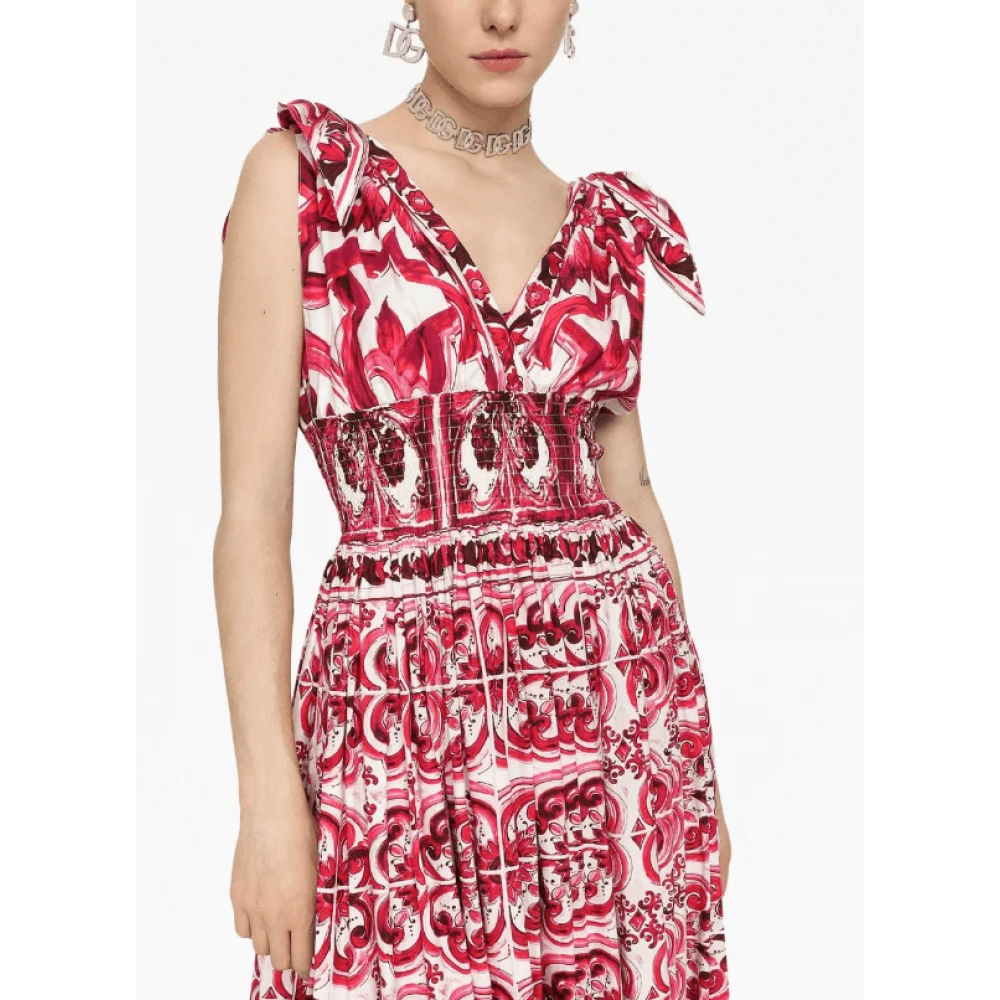 Dolce & Gabbana Majolica Print Open Rug Jurk Multicolor Dames
