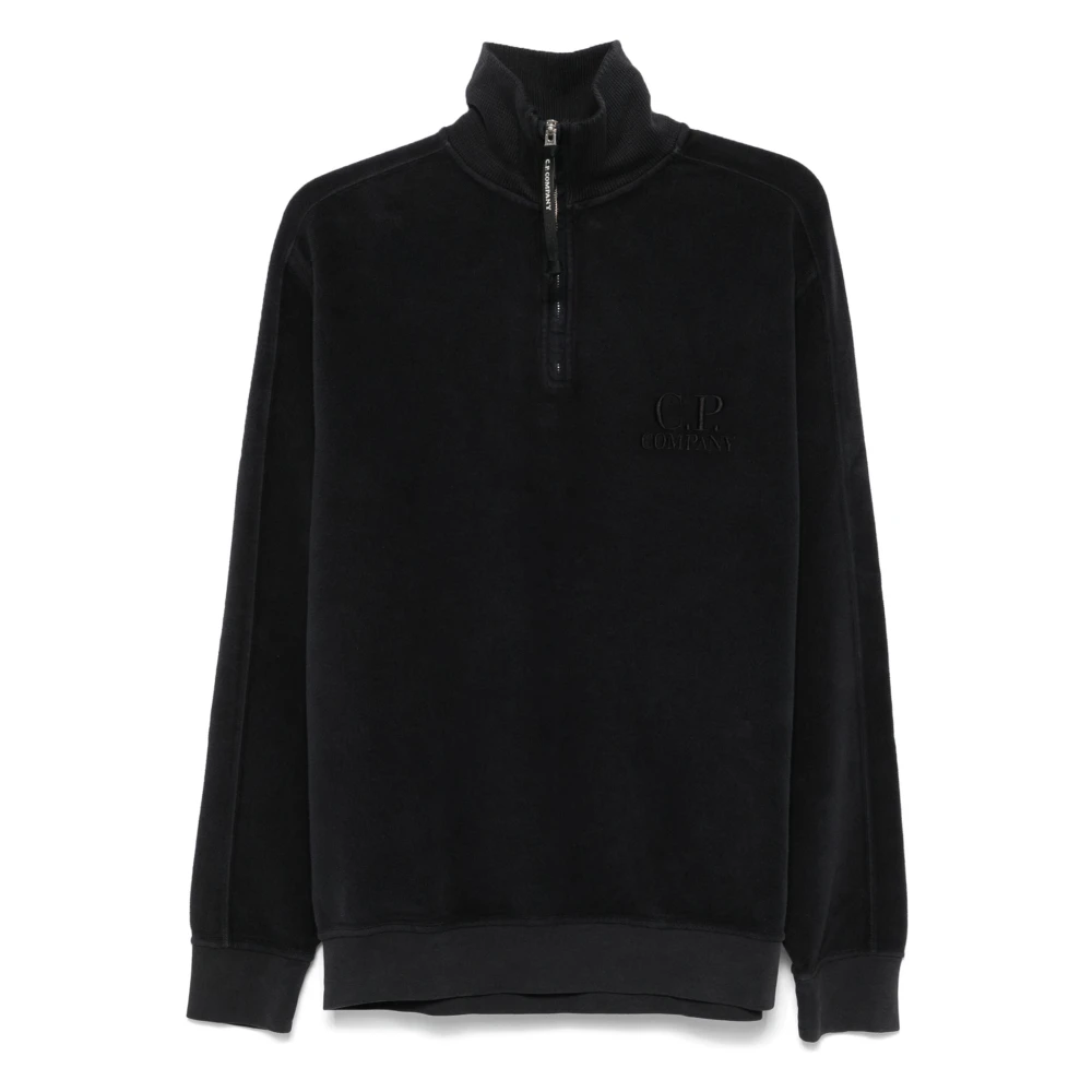 C.P. Company Navy Blue Polo Kraag Sweatshirt Blue Heren
