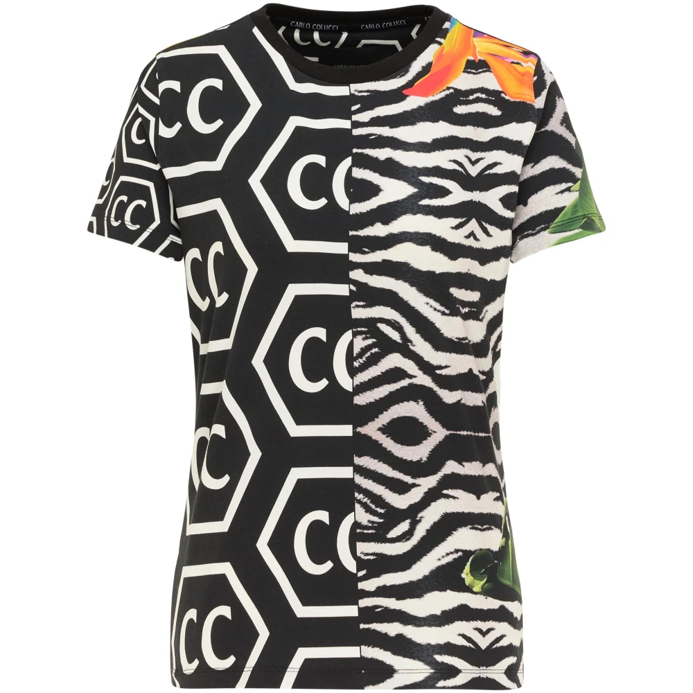 Carlo Colucci Women's Black Printed T-Shirt - T-Shirts - Xs - Tops