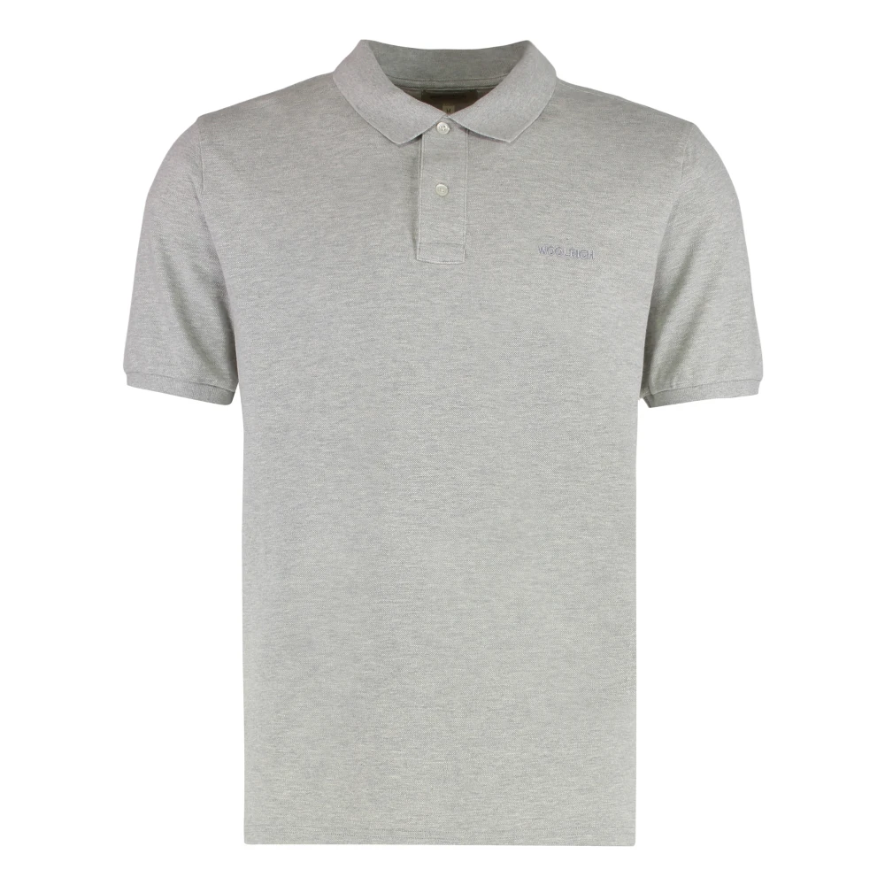Woolrich Gray Polo Shirts, Male, M, Cotton-Piqué Polo Shirt